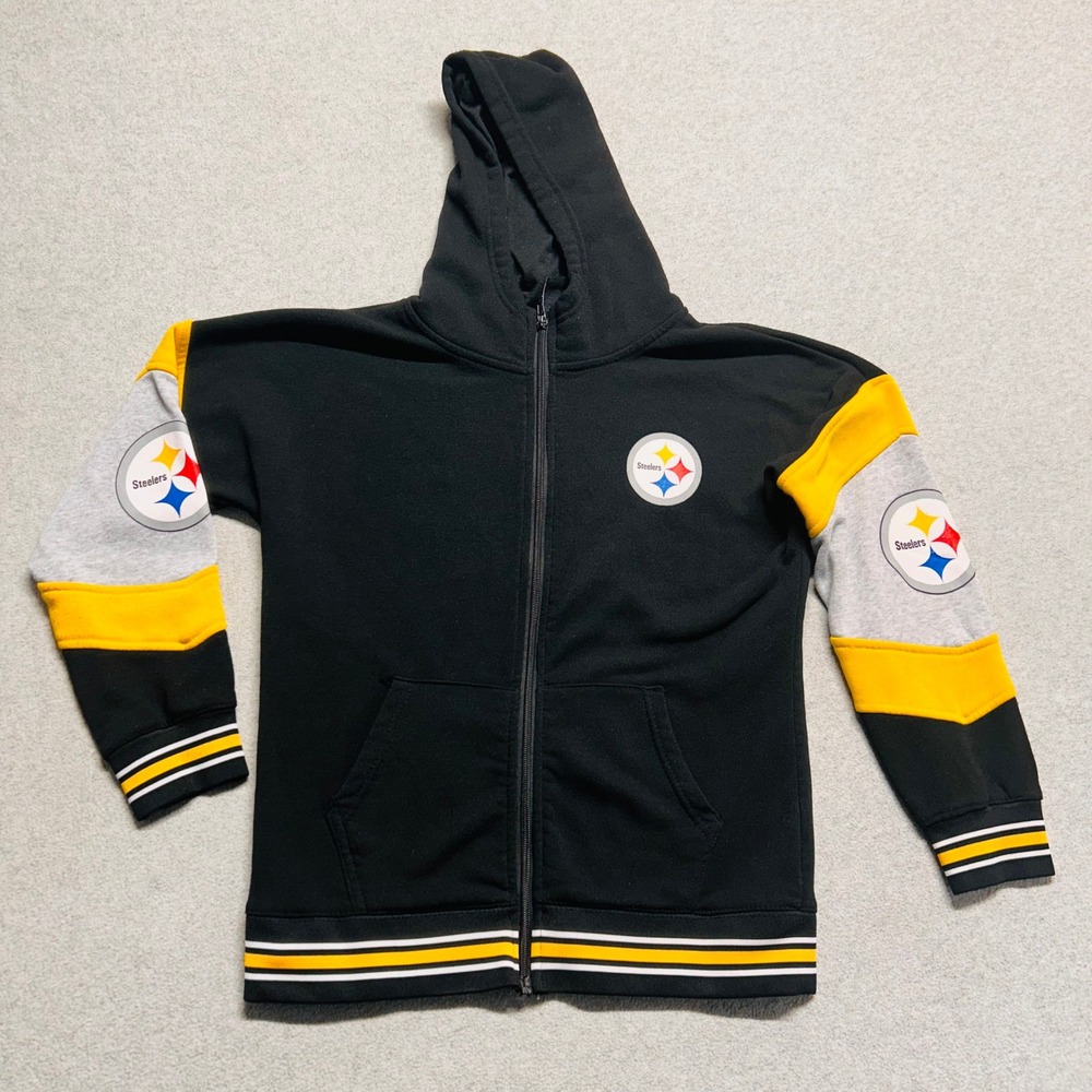 Pittsburgh Steelers Youth Hoodie‎ Zip Up Jacket Size 10 12 NFL Team Apparel